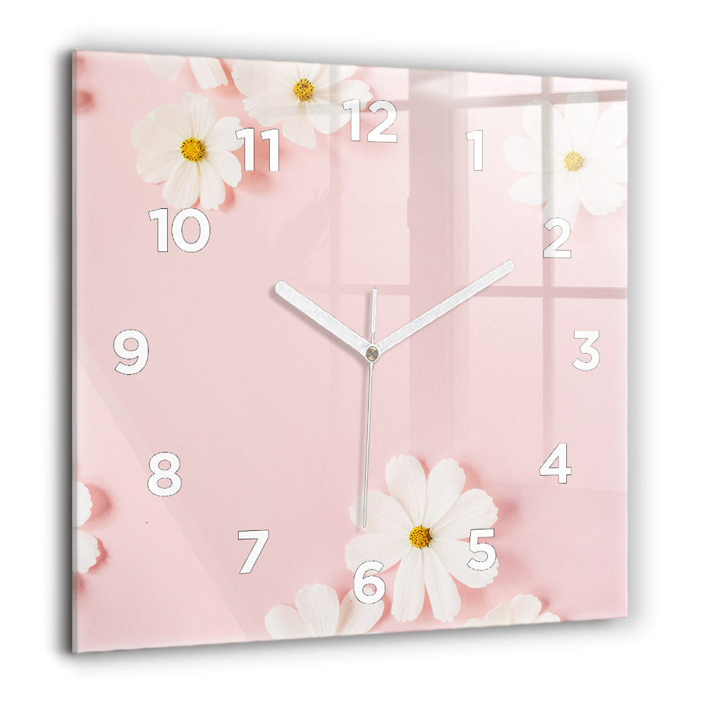 Horloge murale carrée 60x60 cm Fleurs de marguerite