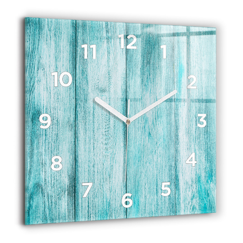 Horloge murale carrée 60x60 cm Vieux bois bleu