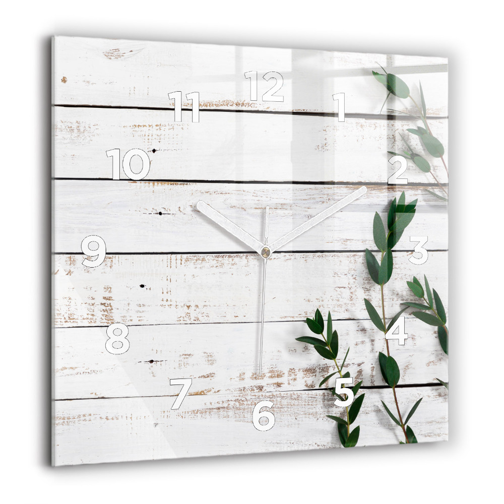 Horloge carrée en verre 60x60 cm Planches en bois clair