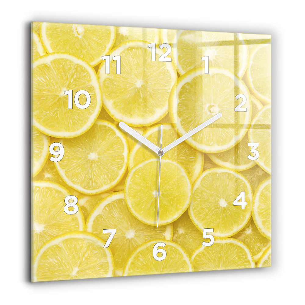 Pendule carrée en verre 60x60 cm Tranches de citron