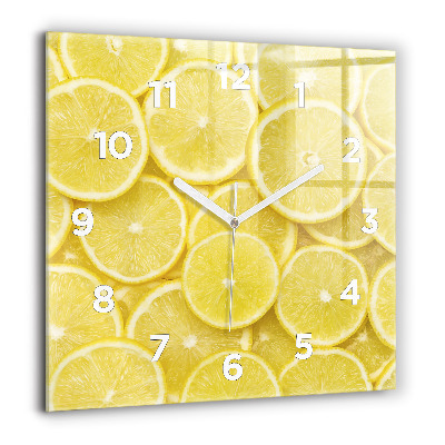 Pendule carrée en verre 60x60 cm Tranches de citron