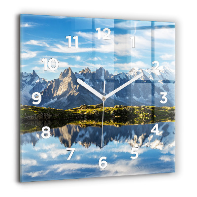 Horloge murale carrée 60x60 cm Vallée de Chamonix, Alpes françaises