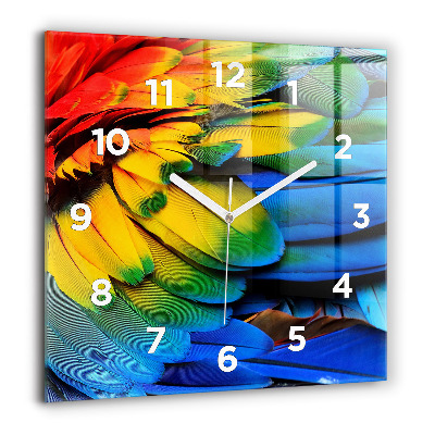 Horloge murale carrée 60x60 cm Ailes d'oiseaux colorées