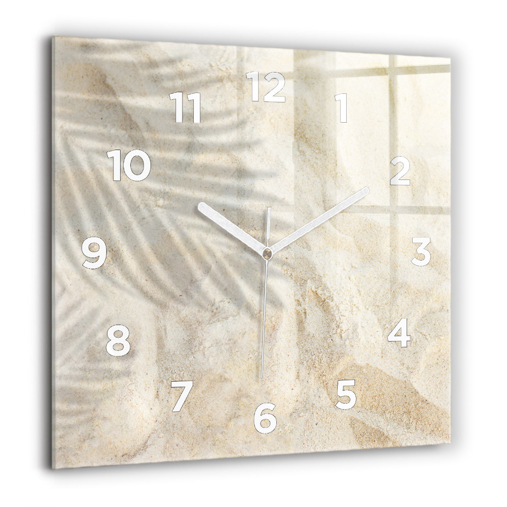 Horloge murale carrée 60x60 cm Sable à l'ombre des palmiers