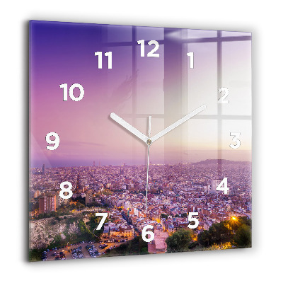 Horloge murale carrée 60x60 cm Barcelone Bunkers El Carmel