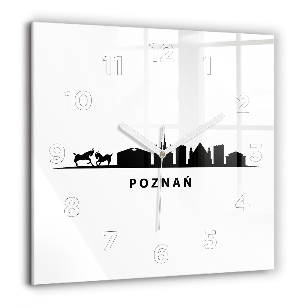 Horloge murale carrée 60x60 cm Graphique de la ligne d'horizon de Poznan