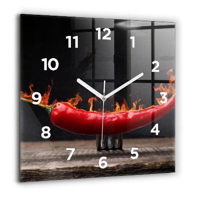 Horloge carrée en verre 60x60 cm Pepperoni au poivre
