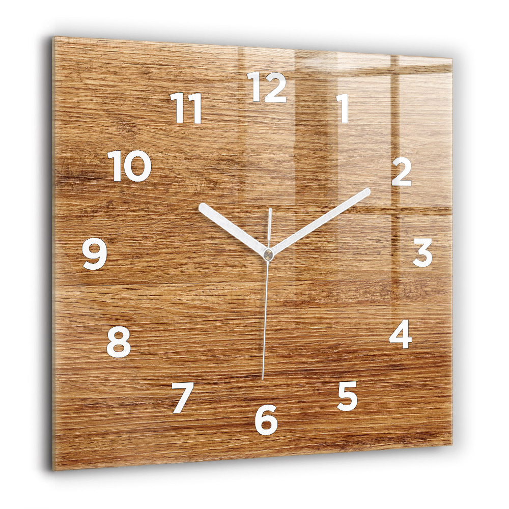 Horloge carrée en verre 60x60 cm Bois clair