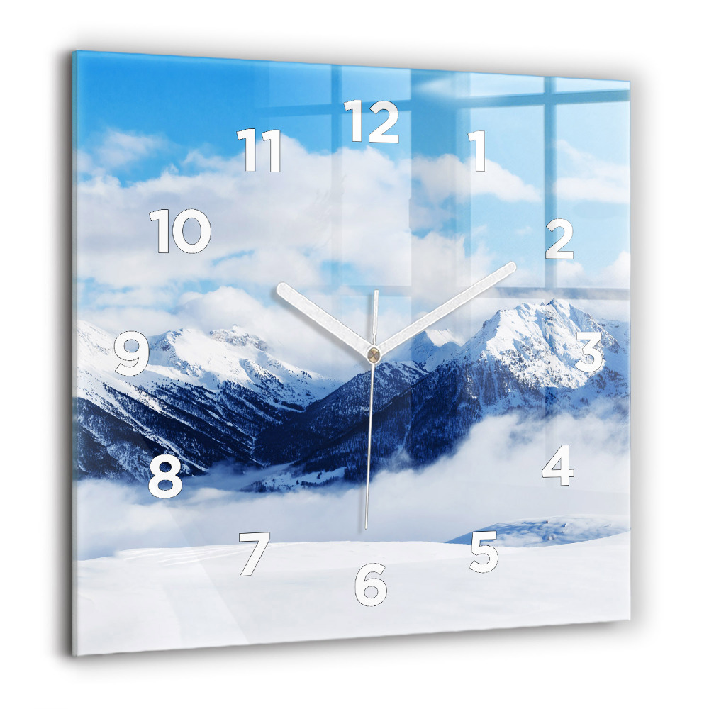 Horloge murale carrée 60x60 cm Panorama de montagnes