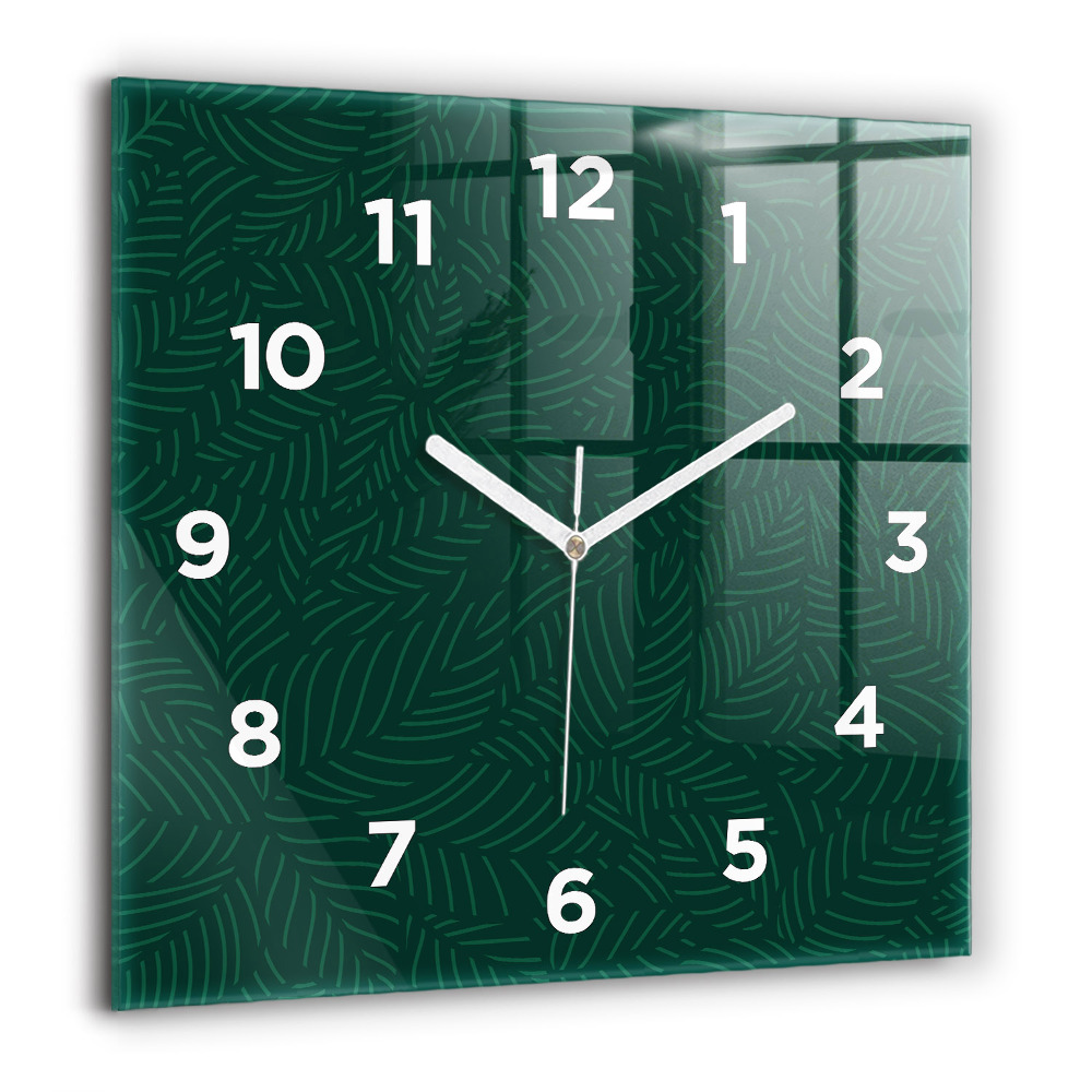 Horloge carrée en verre 60x60 cm Motif de feuilles
