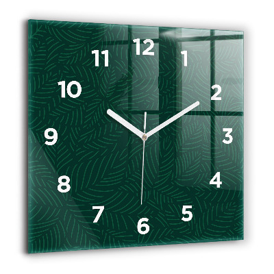 Horloge carrée en verre 60x60 cm Motif de feuilles