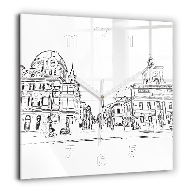 Pendule carrée en verre 60x60 cm Illustration de la ville de Poznan