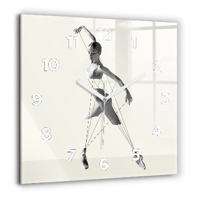 Horloge carrée en verre 60x60 cm Danseuse abstraite