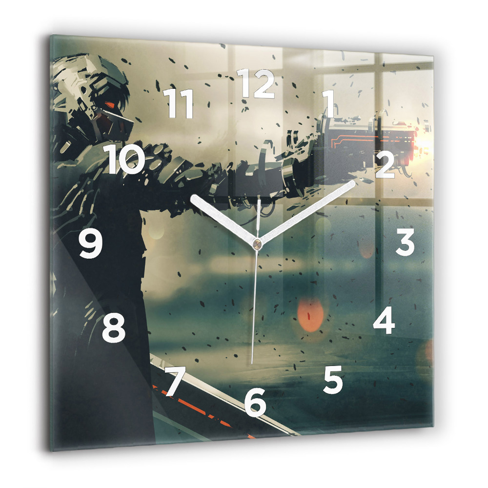 Horloge carrée en verre 60x60 cm Jeu d'armes mortelles