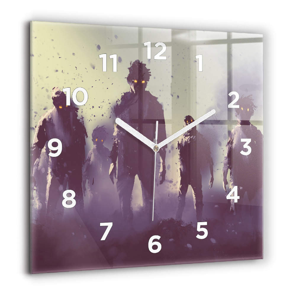 Horloge carrée en verre 60x60 cm Zombie la nuit - halloween