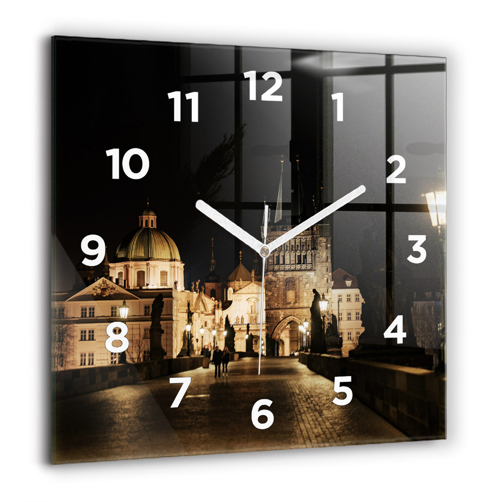Horloge carrée en verre 60x60 cm Pont Charles à Prague