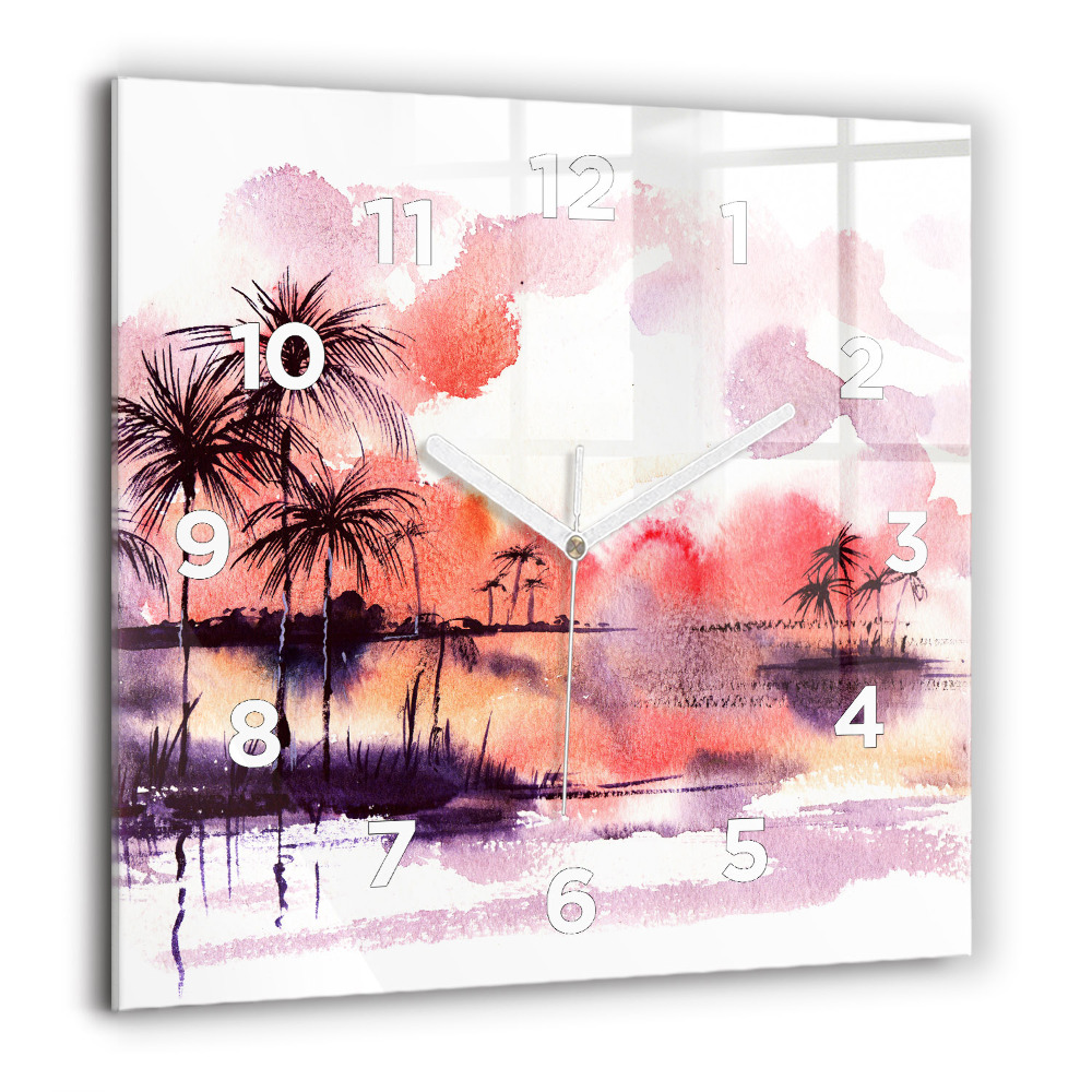 Horloge murale carrée 60x60 cm Paysage tropical