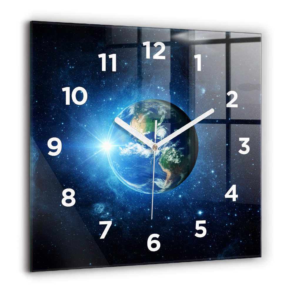Horloge carrée en verre 60x60 cm Terre et galaxie - NASA