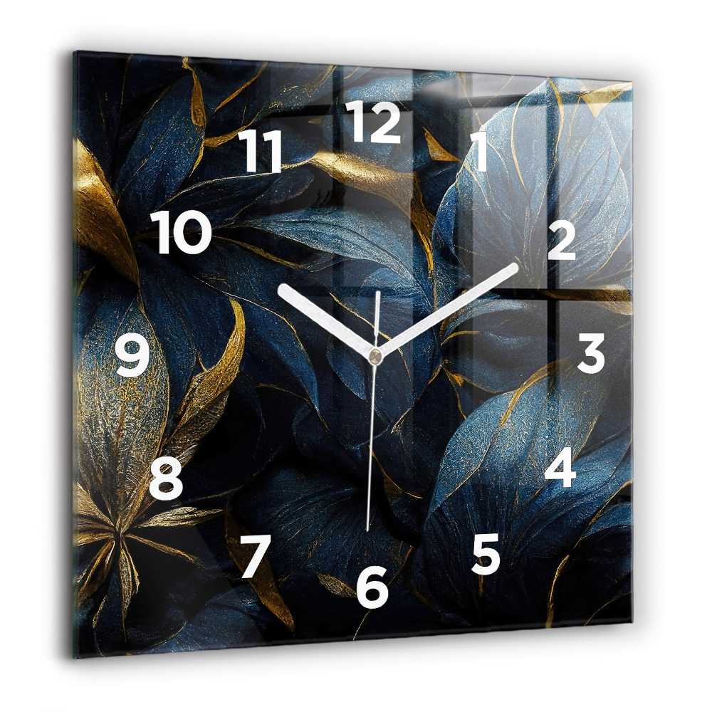 Horloge carrée en verre 60x60 cm Fleurs décoratives