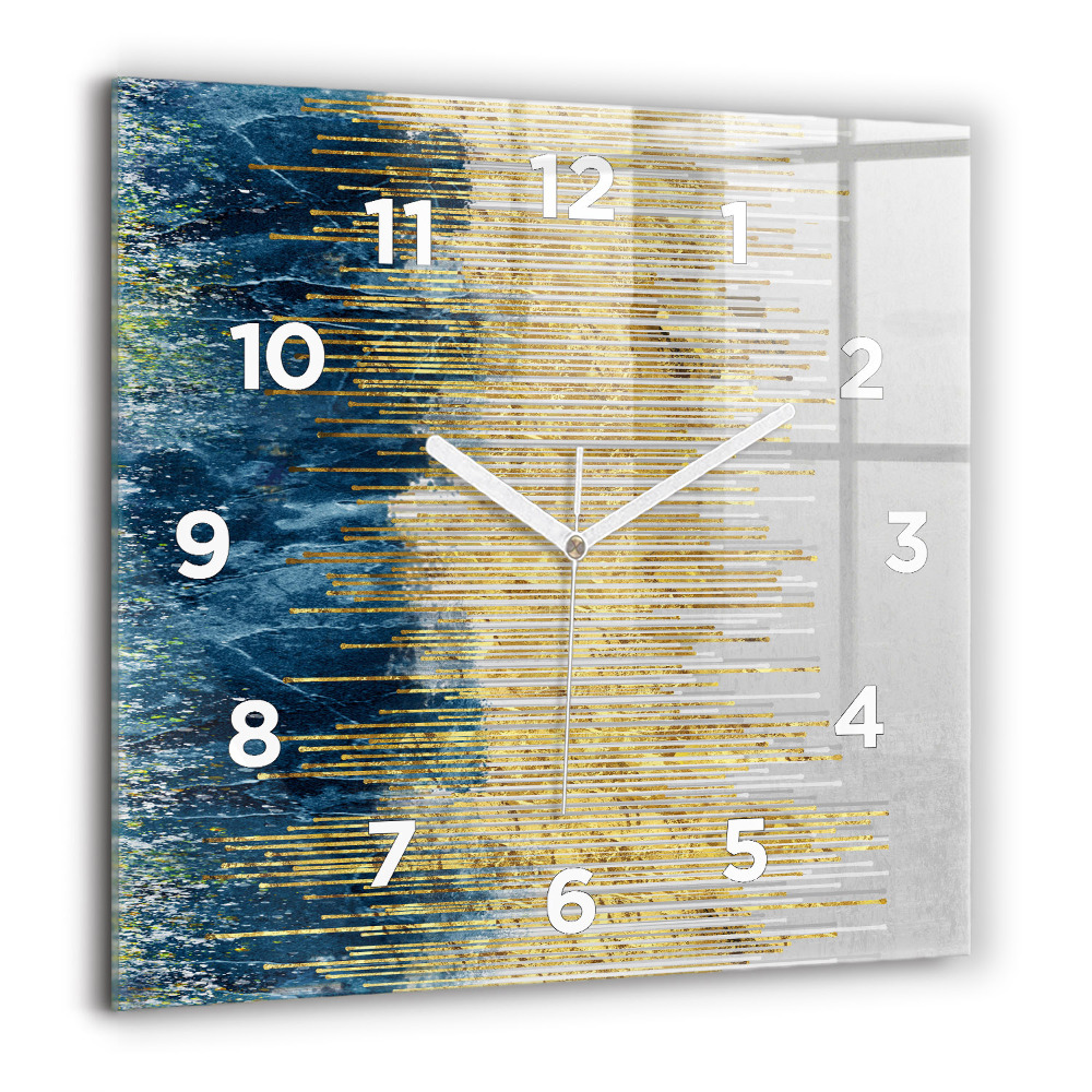 Horloge murale carrée 60x60 cm Motif décoratif et or