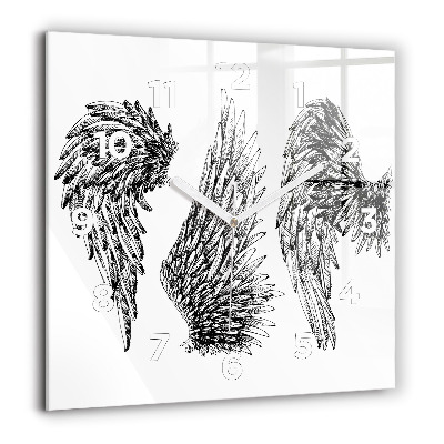 Horloge carrée en verre 60x60 cm Ailes d'ange