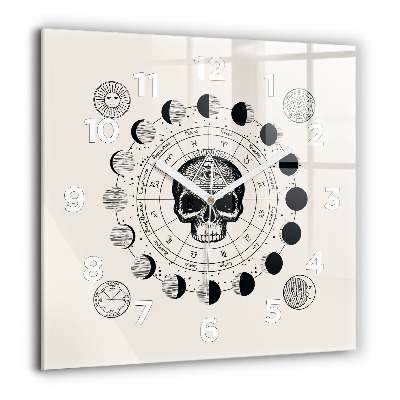 Horloge carrée en verre 60x60 cm Phases de la lune