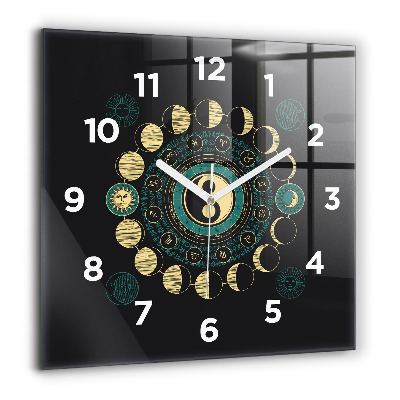 Horloge murale carrée 60x60 cm Phases de la lune
