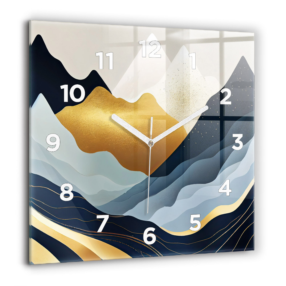 Horloge carrée en verre 60x60 cm Montagnes abstraites