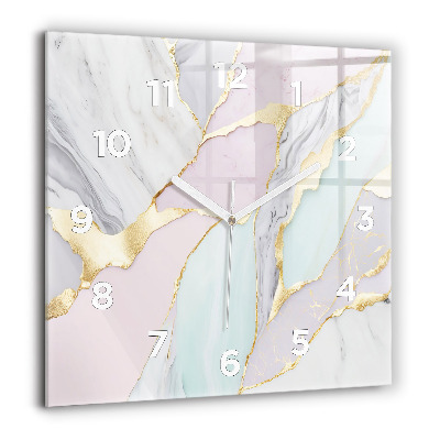 Horloge carrée en verre 60x60 cm Motif de marbre