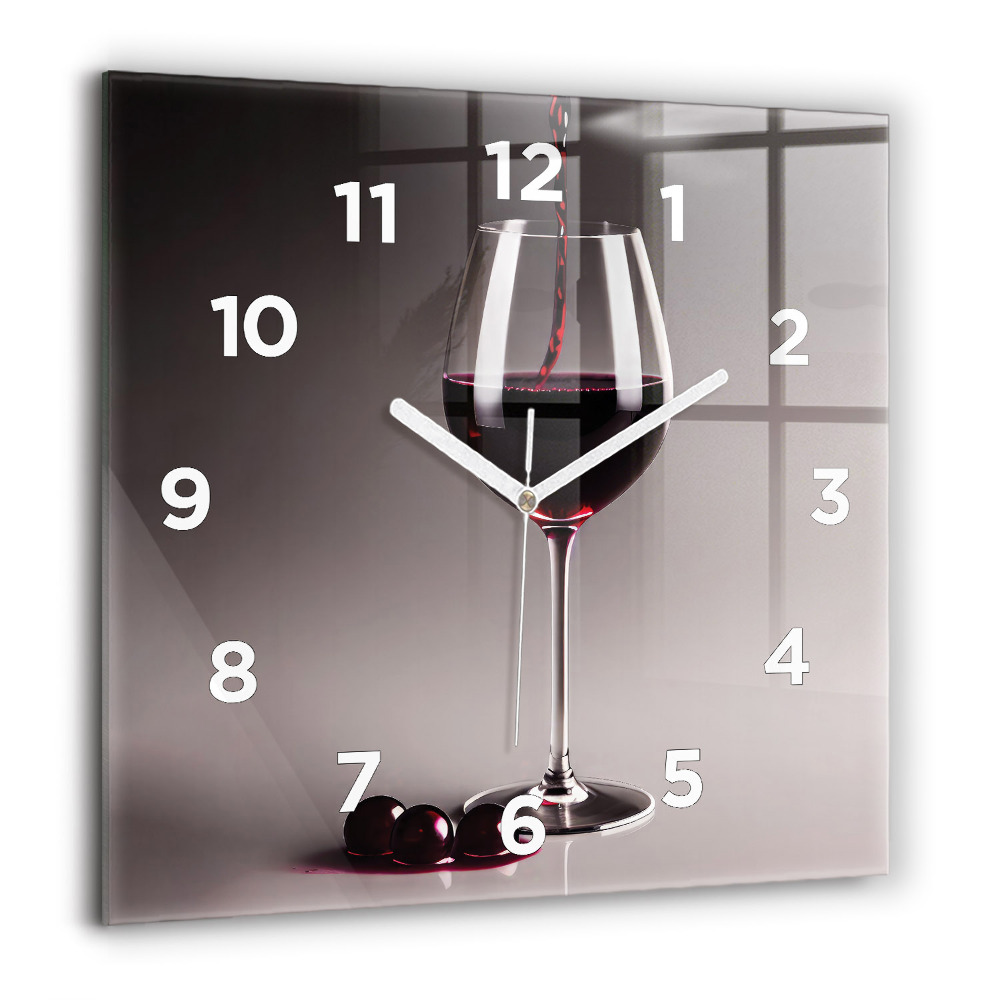 Horloge murale carrée 60x60 cm Lampe de vin rouge