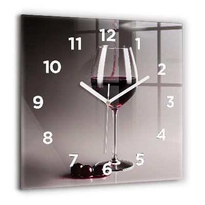 Horloge murale carrée 60x60 cm Lampe de vin rouge