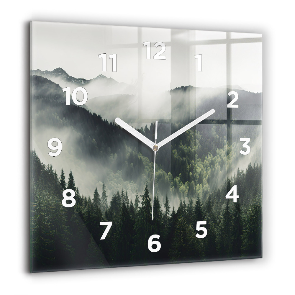 Horloge murale carrée 60x60 cm Paysage forestier