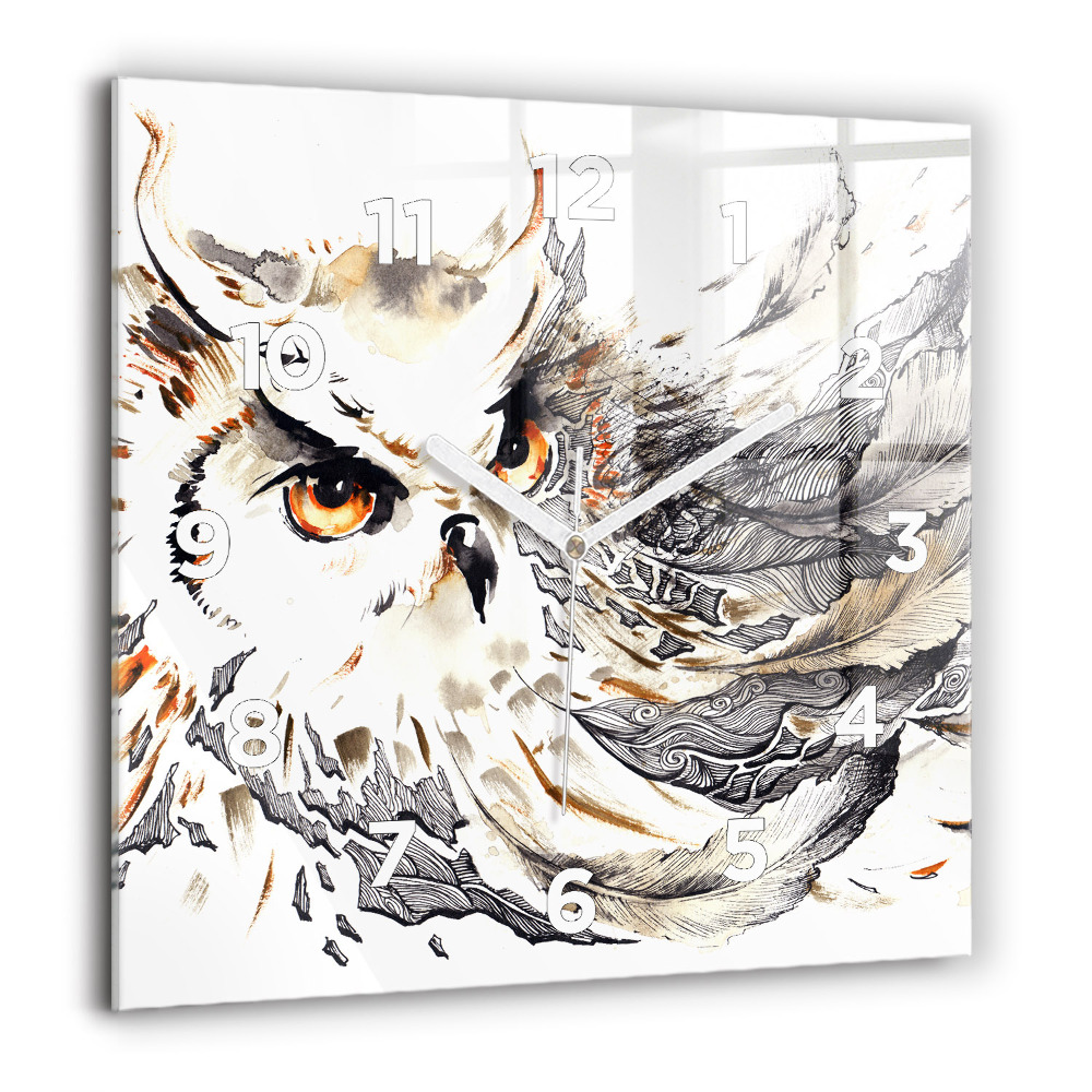 Horloge murale carrée 60x60 cm Hibou symbole de sagesse