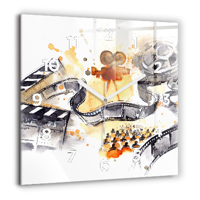Horloge carrée en verre 60x60 cm Caméra de cinéma