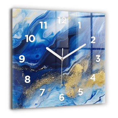 Horloge murale carrée 60x60 cm Marbre bleu