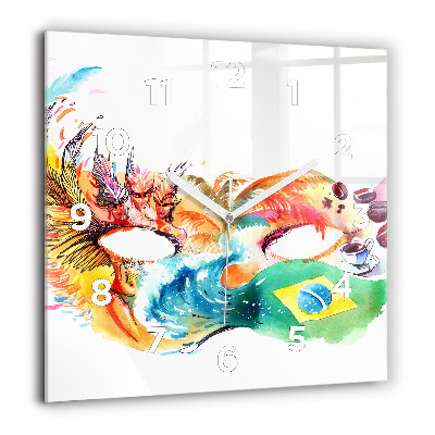 Horloge carrée en verre 60x60 cm Culture - Drapeau du Brésil