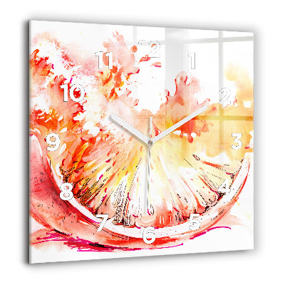 Pendule carrée en verre 60x60 cm Orange peinte