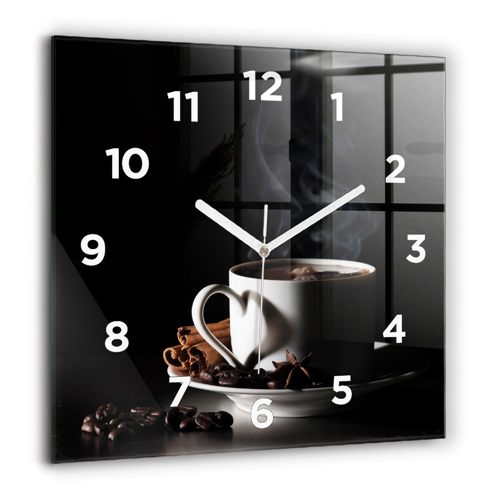Horloge murale carrée 60x60 cm Tasse de café