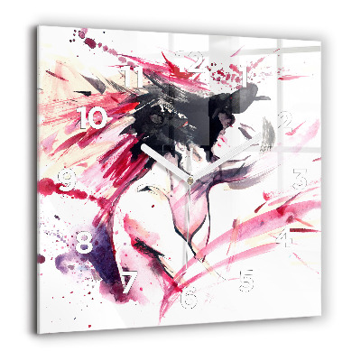 Pendule carrée en verre 60x60 cm Amoureux abstrait