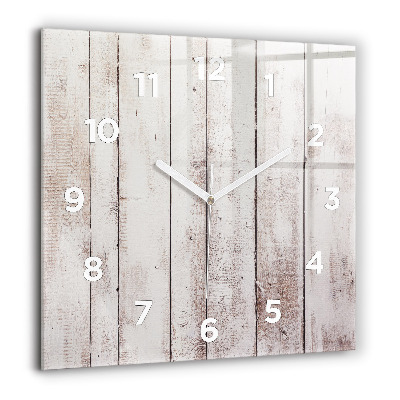Horloge carrée en verre 60x60 cm Planches de bois clair