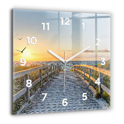 Horloge carrée en verre 60x60 cm Vacances à la plage