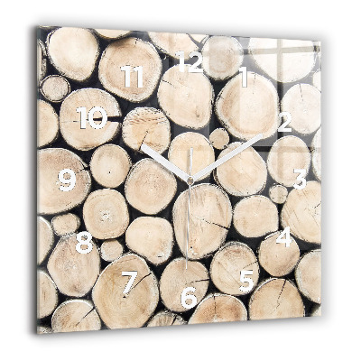 Horloge murale carrée 60x60 cm Tronc d'arbre coupé