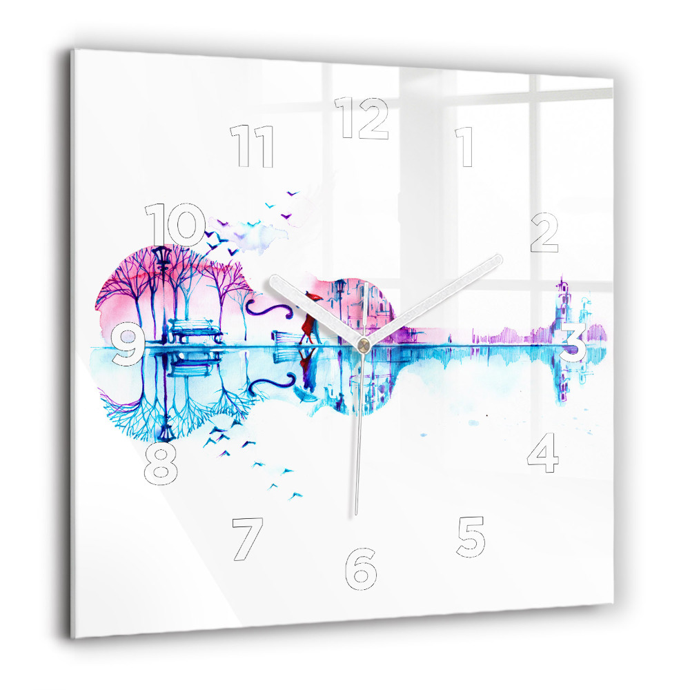 Horloge carrée en verre 60x60 cm Cello park lake