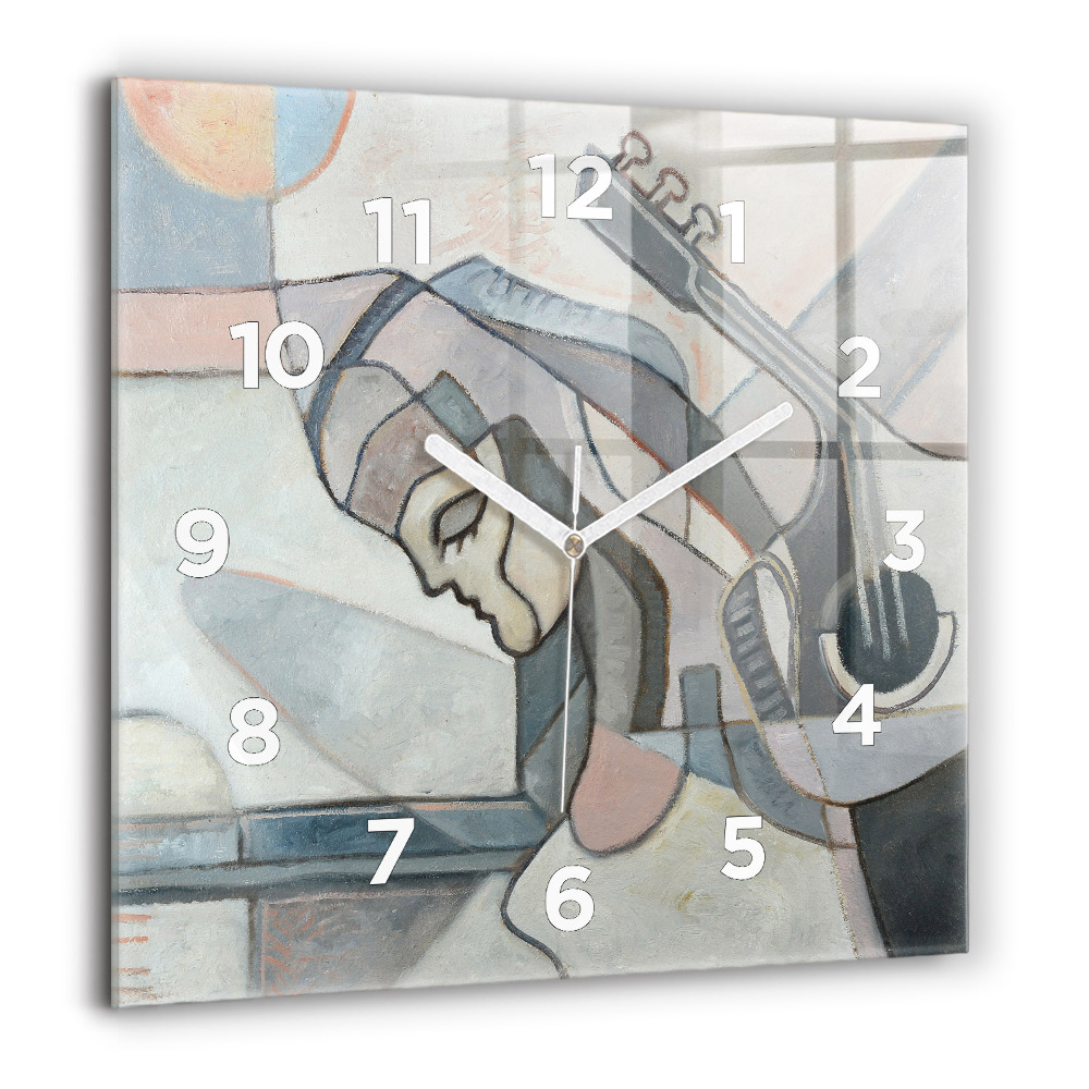 Horloge carrée en verre 60x60 cm Peinture abstraite