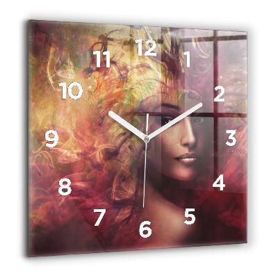 Horloge murale carrée 60x60 cm Portrait de femme