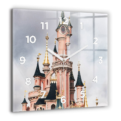 Pendule carrée en verre 60x60 cm Château de Disneyland à Paris