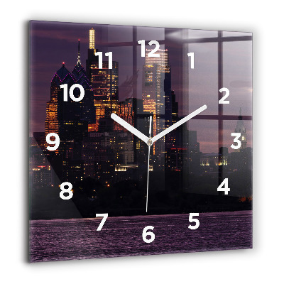 Horloge murale carrée 60x60 cm Ligne d'horizon de Philadelphie