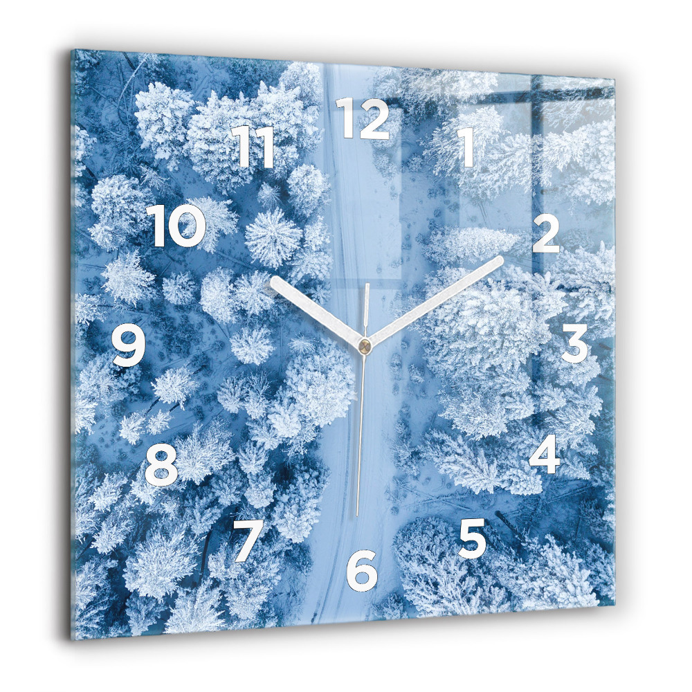 Horloge carrée en verre 60x60 cm Forêt vue d'un drone