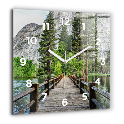 Pendule carrée en verre 60x60 cm Pont en bois à Yosemite