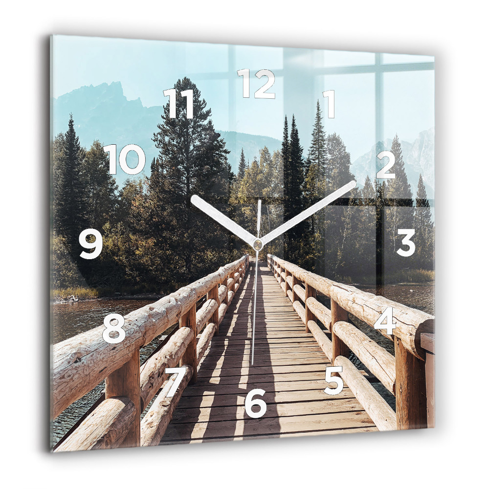 Horloge murale carrée 60x60 cm Montagnes à Yellowstone